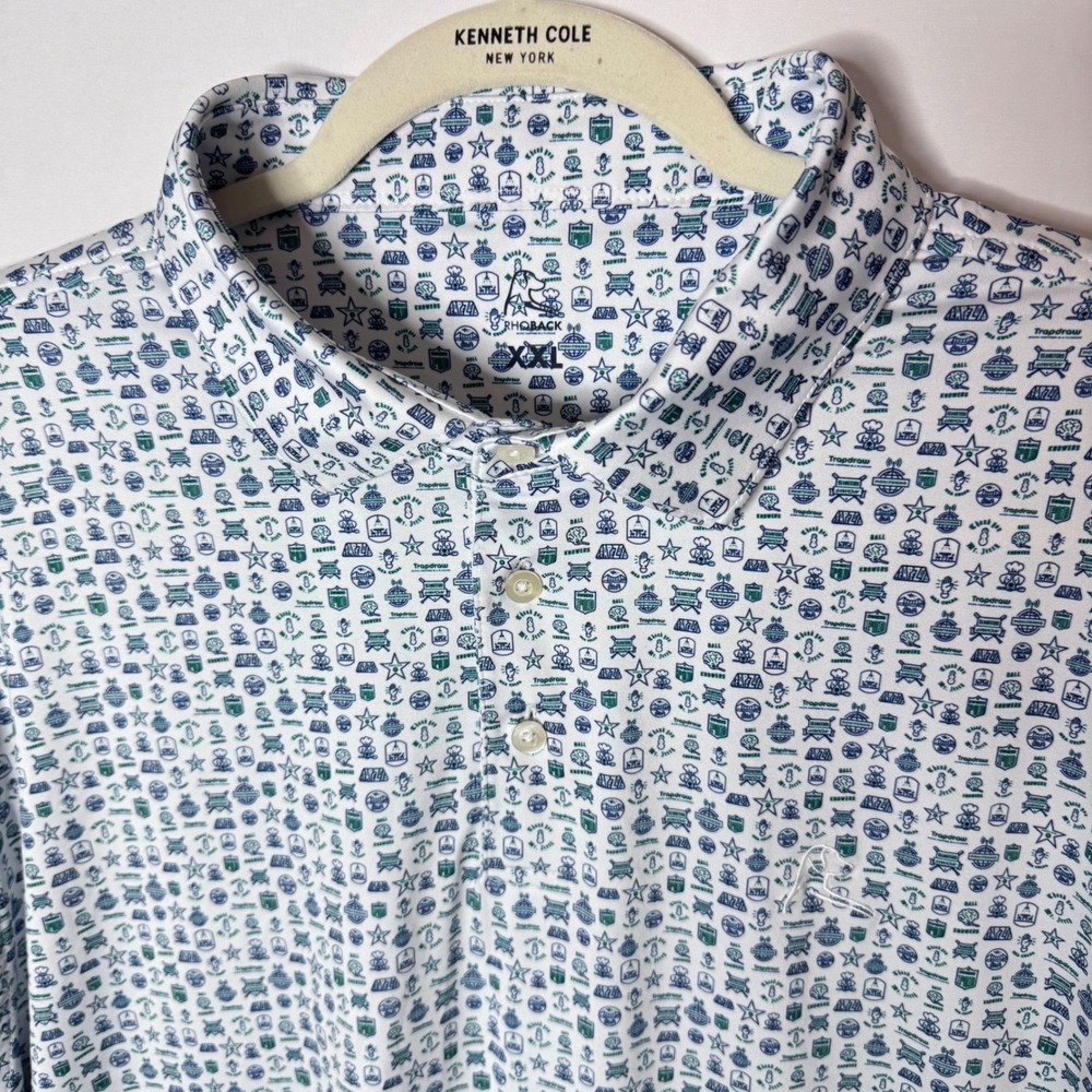 NLU x Rhoback Polo Mens XXL Trapdraw No Laying Up All Over Print Golf Novelty 2X